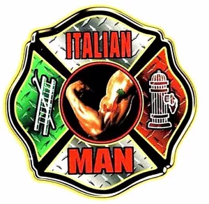 HOMBRE ITALIANO A TODO COLOR CALCOMANÍAS REFLECTANTES DE BOMBERO Bombero italiano - Imagen 1 de 1