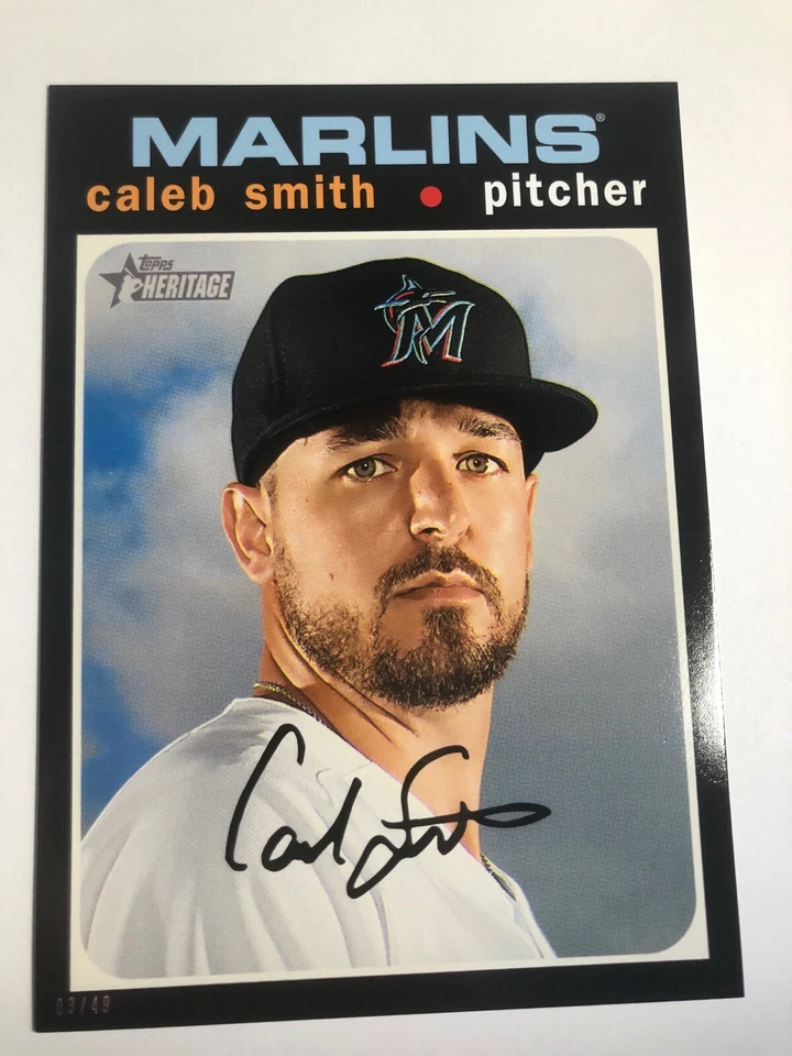 2020 Topps Heritage 03/49 Jumbo 5x7 Caleb Smith Marlins 114 - Image 1 of 1