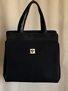 Vintage Gianni Versace Tote Bag Purse Black Nylon Microfiber Italy 9x8x4.5 px - Picture 1 of 6