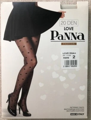 Panna 'LOVE' high - quality fancy heart - shaped pantyhose tights 20 den Black - Image 1 of 4