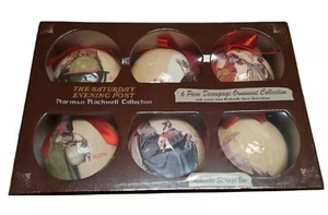Christmas TheSaturdayEveningPost Norman Rockwell Setof6 DecoupageOrnaments JAN22 - Picture 1 of 12