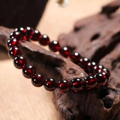 Natural Red Garnet Beads Crystal Healing Reiki Chakra Stretch Men Women Bracelet - Image 1 of 4