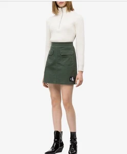 Calvin Klein Utility Mini Skirt in olive green - Picture 1 of 8