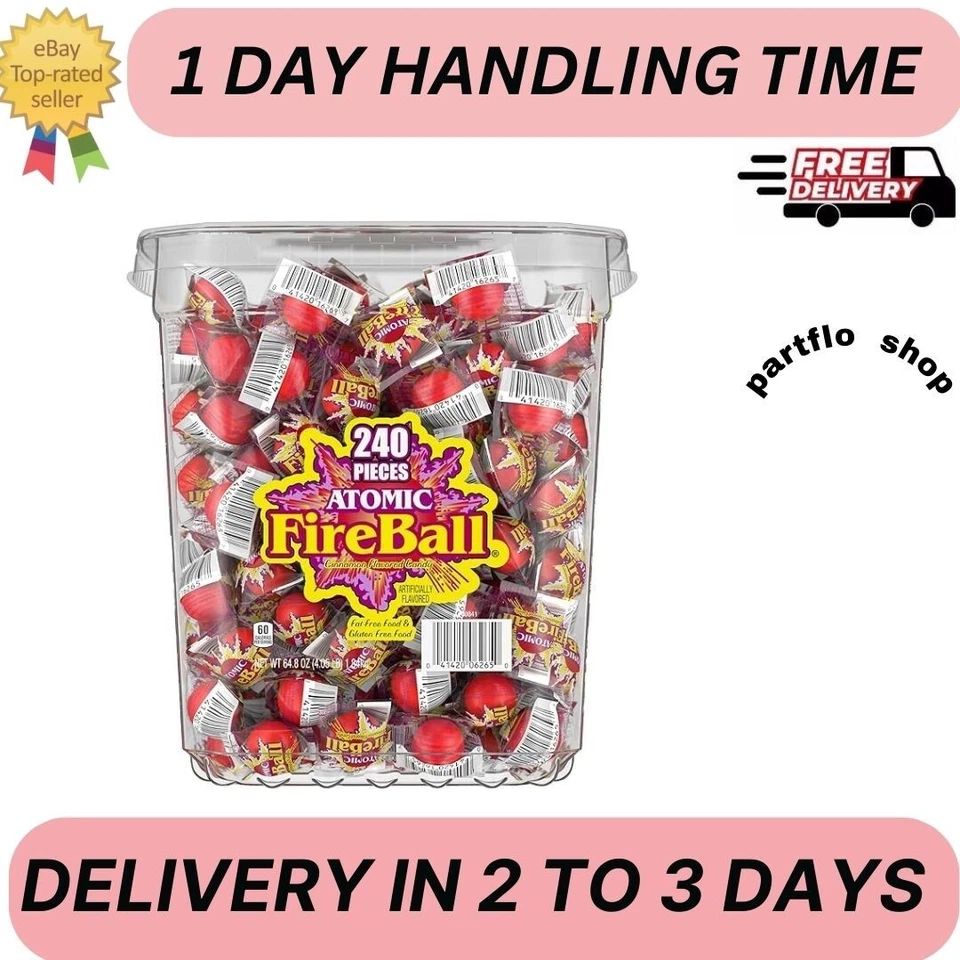Wonka Atomic Fireball Candy Cinnamon Flavor Individually Wrapped 7.5 G 240 Ct
