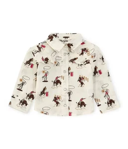 Wrangler® Baby Girls Newborn-24 Months Long Sleeve Printed Western Cowboy Shirt - Picture 1 of 2