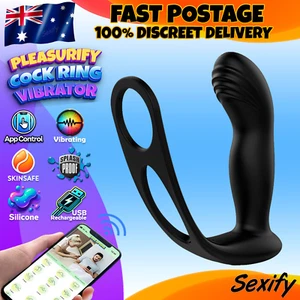 Cock Ring Anal Vibrator Prostate Massager Remote App Control Butt Plug Sex Toy - Picture 1 of 23