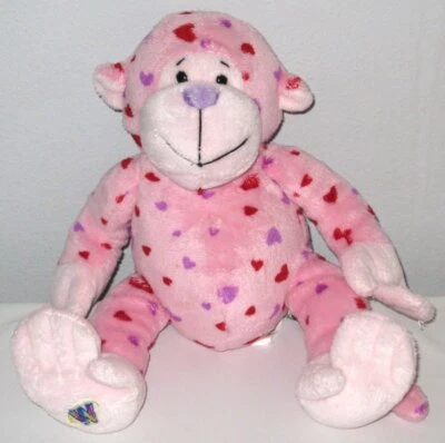 GANZ Webkinz Pink Love Monkey Valentine Hearts Plush Stuffed Toy NO CODE 10"  - Image 1 of 4