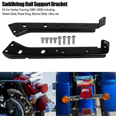 Black Saddlebag Rail Support Bracket For Harley Touring Electra Glide 1985-2008 - Image 1 of 4