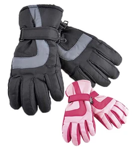 THINSULATE - Childrens Kids Boys Thermal 3M 40g Waterproof Black Ski Gloves - Picture 1 of 10