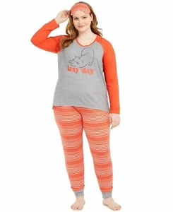 Jenni by Jennifer Moore Women's PJ Set Gray Red Papaya Fairisle XXL - Picture 1 of 2