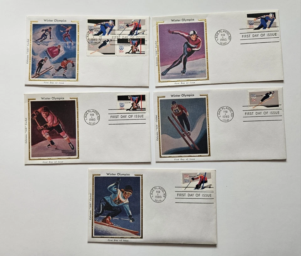 Set Of Five 1980 U.S. Winter Olympics First Day Covers - Image 1 of 4