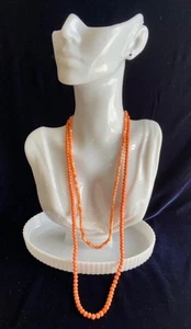 VTG Necklace Genuine Pink Angel Skin Coral Beaded Lot x 2 65 cm & 50 cm - Picture 1 of 7