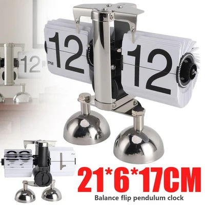 Retro Flip Uhr Vintage Design Flip Schreibtischuhr Tischuhr Batteriebetriebene - Bild 1 von 4