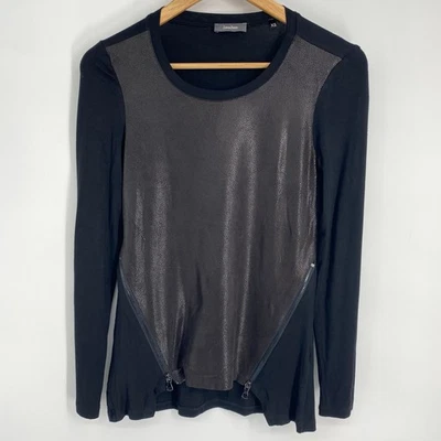 Top para mujer Neiman Marcus XS imitación cuero cremallera detalles Moto Mob esposa Foto 1 de 4