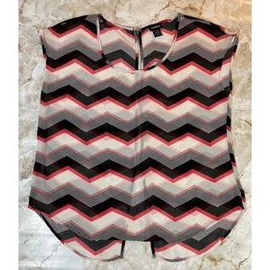 Torrid Chevron Print transparente Bluse Top 00 (L/XL) schwarz pink weiß geometrisch - Bild 1 von 5