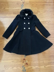 Cremson Girls Winter Dress Pea Coat Faux Fur Collar Size 7/8 - Picture 1 of 4