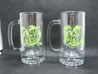 2 Vintage SUN DROP Restaurant 6” Heavy Glass Citrus Soda Mug 16 oz