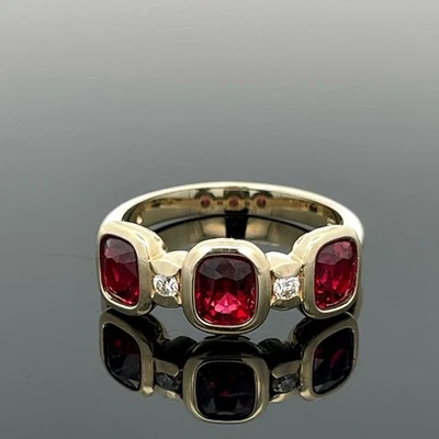 RING GR. 17 (CA.53) AUS 375/- GELBGOLD MIT SPINELL & BRILLANTEN SCHMUCKJAGD - Bild 1 von 3