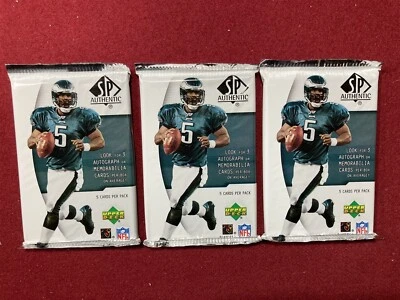 2005 SP Authentic Football Unopened Lot of 3 Hobby Packs from Box - Rodgers? - Image 1 of 2
