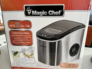 Magic Chef MCIM22ST Macchina per il ghiaccio portatile capacità 27 libbre (acciaio inossidabile con piano nero) - Foto 1 di 4