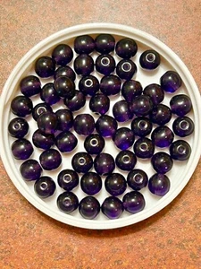 8 mm Tschechische Pressglas Rund Druk Perlen Tiefviolett 36 Stück - Bild 1 von 1