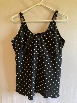 Christina Womens Tankini Size 2X Black White Swim Top Built-In Bra w/Underwire - Image 1 of 4