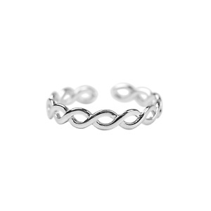 Sterling Silver Entwine Twist Love Wave Circle Infinity Open Band Ring
