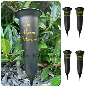 Memorial Plastic Black Flower Vase Grave Crem Spike Vase Pot Remembrance Tribute - Picture 1 of 22