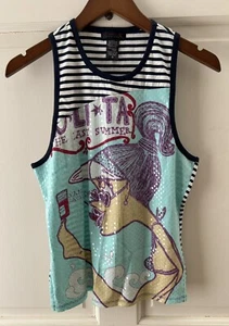 Custo Barcelona Top Sz 3 Sleeveless Cotton Bikini Nail Lacquer Pony Tail Visor - Picture 1 of 8