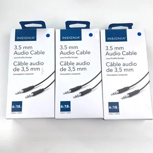 [PACK 3] Insignia 1,8 m (6 pi) 3,5 mm Câble Audio Haut-Parleur Aux Mâle vers Mâle Cordon - Photo 1 sur 5