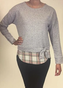 IZOD Women's Long Sleeve Tie-Front 2-Fer Sweatshirt | K52 - Picture 1 of 9