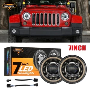 AUXBEAM 2X 7" LED Faro DRL Luz de señal de giro para Jeep Wrangler JK JKU TJ LJ - Imagen 1 de 12