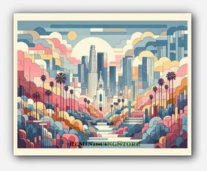 View of Los Angeles Minimalist Art scenes painting abstract #1 Reprint - Picture 1 of 3