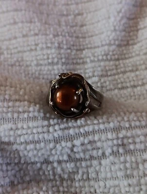 Hagit Gorali Sterling Silver and 14K Yellow Gold Bronze Pearl Ring - Image 1 of 4