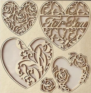Chips decorativos Stamperia - acentos 5,5"" x 5,5"" - PERFUME ROSA - CORAZONES - Imagen 1 de 2