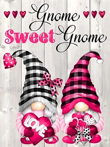 Gnome Diamond Art Kits for Adults, Sweet Love Gnome Diamond Painting Kits, round - Picture 1 of 7