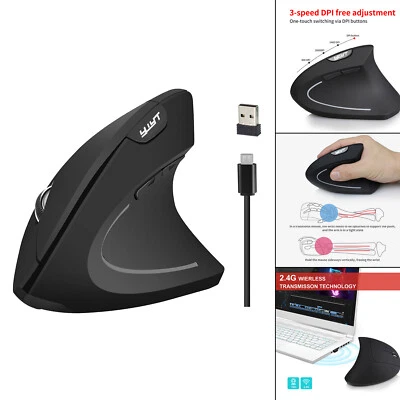 Wireless Vertical Mouse USB Ergonomic Mouse for Office Home Computer Black - Image 1 of 4