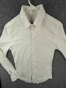 Versace Collection Slim SZ 39 (15.5) Button Up Ivory Stretch Pique Cotton Blend - Picture 1 of 17