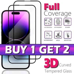 Full Cover Screen Protector For iPhone XR 11 12 13 14 15 Pro MAX Tempered Glass - Picture 1 of 8
