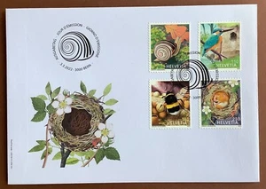 Switzerland 2022 FDC Animals and nest bee snail bird 1st day cover stamp - Picture 1 of 1
