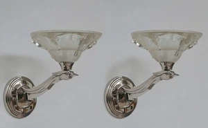 BORIS LACROIX pair of French 1930 Art Deco wall sconces ................. France - Picture 1 of 13