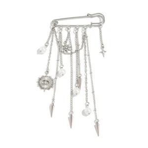 Versatile Brooch Pendant Chain Jewelry Rhinestones Pearls Office To Party - Picture 1 of 8