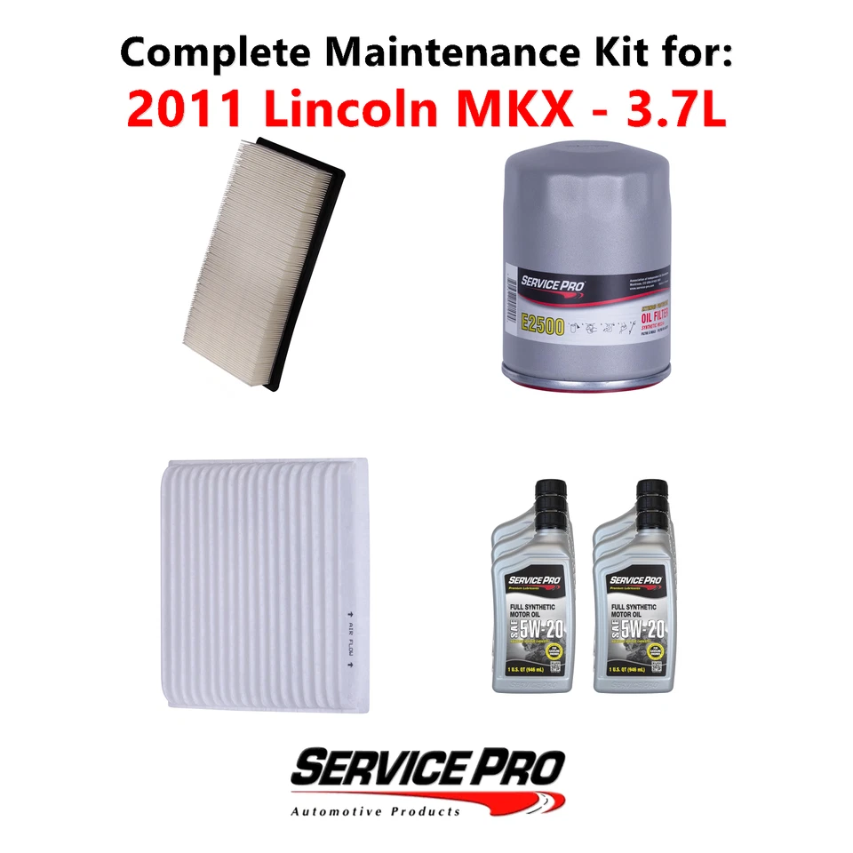 2011 Lincoln MKX 3.7L Complete Air, Oil & Cabin Filter Kit (5W-20) Foto 1 de 4