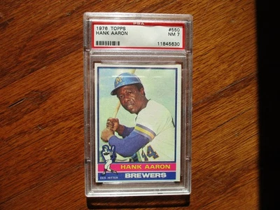 1976 Topps Baseball # 550 Hank Aaron casi nuevo (casi como nuevo) PSA 7  Foto 1 de 2