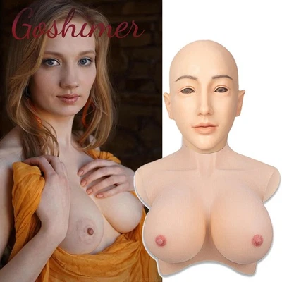 Realistic Silicone Breast Female Head Mask Face Mask Cosplay Crossdresser - Image 1 of 4