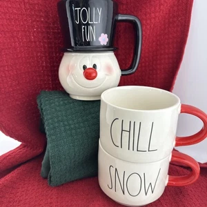 Rae Dunn Frosty the Snowman Mug Set-Chill-Snow-Jolly Fun-3pc Christmas Holiday - Picture 1 of 12