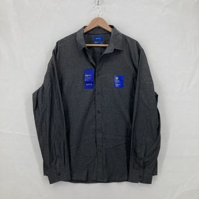Camisa APT.9 Para Hombres XL Negra Premier Flex Sin Hierro Elastizada Vestido Abotonado Informal Foto 1 de 4