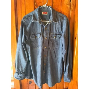 Wrangler Jeanshemd Herren M mittelblau Knopfleiste Langarm Freizeit Arbeit - Bild 1 von 4
