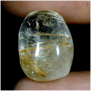 18.60Cts Antique Natural Golden Needles Rutile Quartz Oval Cabochon Gemstone s45 - Picture 1 of 2