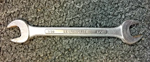 FORGED ALLOY 0-1416, LECTROLITE, 7/16, 1/2 Double Open-End Wrench, USA - Foto 1 di 3